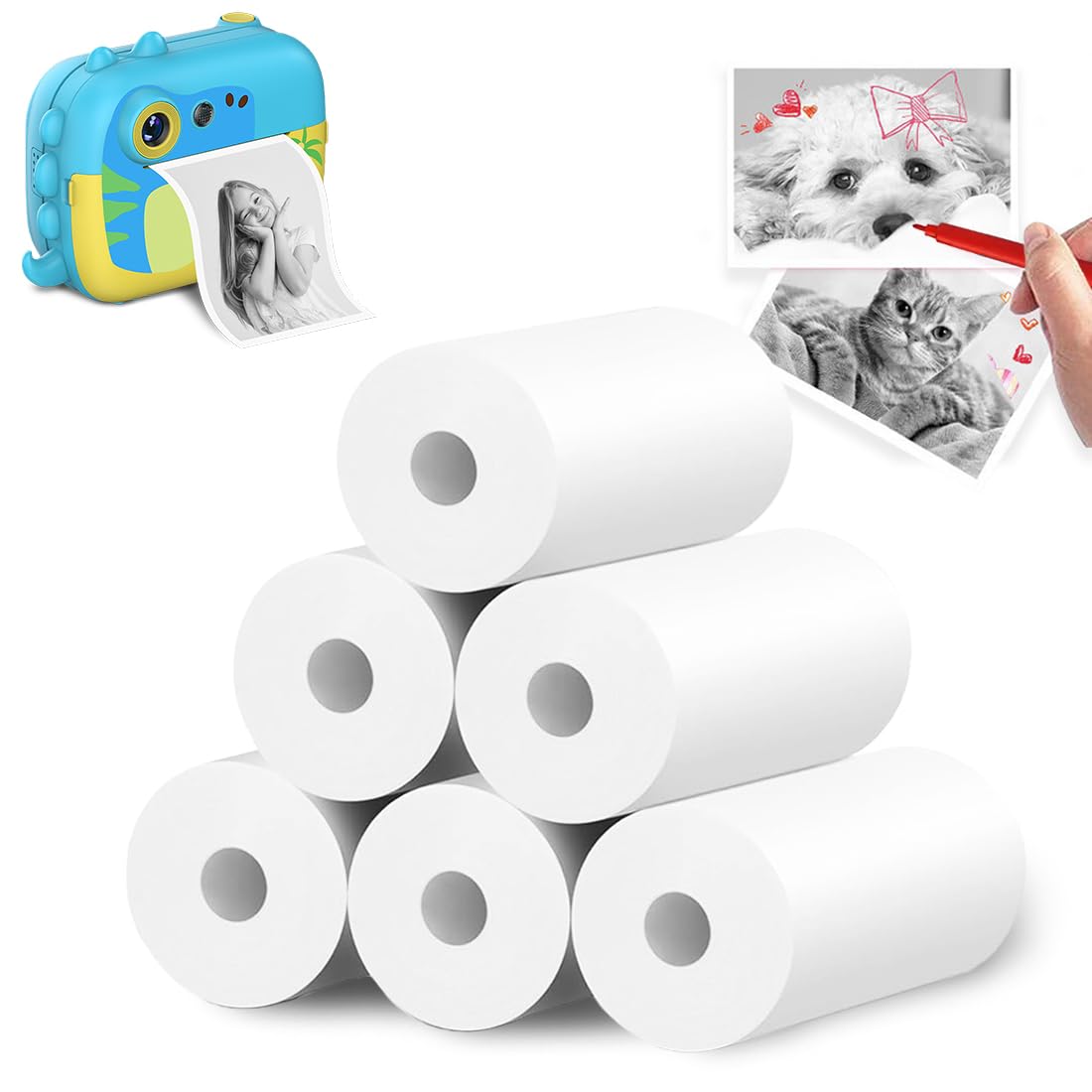 Kids Instant Camera Thermal Paper Rolls (Pack of 6)