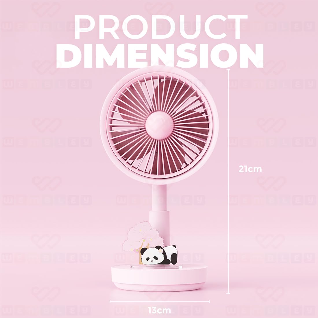 Mini Handheld Fan With Detachable Cute Panda (Pink)