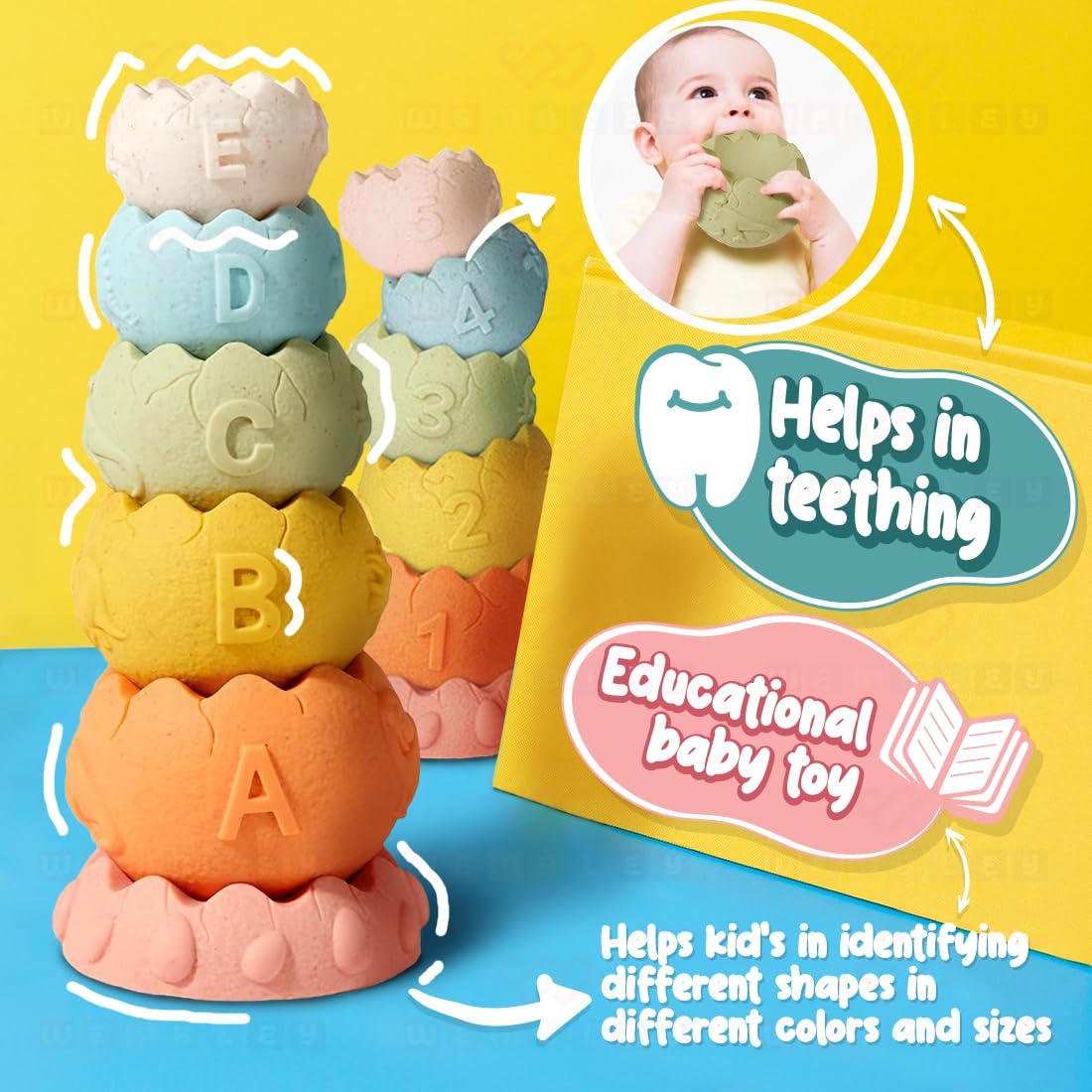 Stacking Baby Bath Toys (6 Dinosaur Cups)