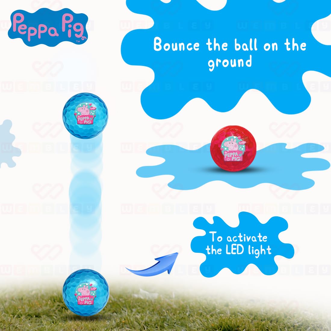 Peppa Pig Plastic Light LED Ball – 2.5 Inch (Pack of 1)