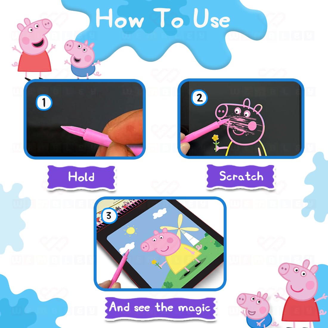 Peppa Pig Scratch Pad Art Notepad DIY Set