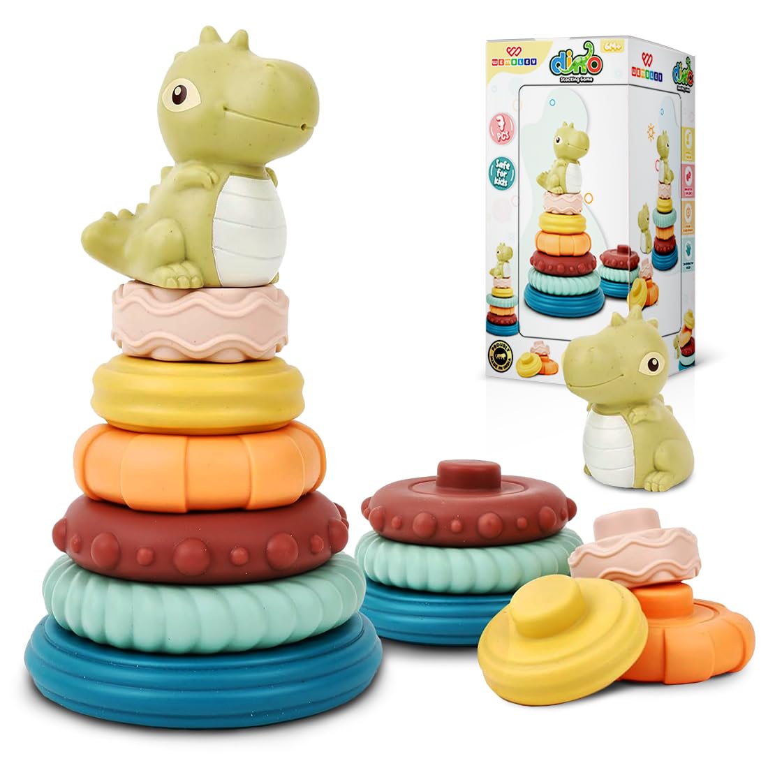 Stacking Baby Bath Toys (6 Rings with Dino)
