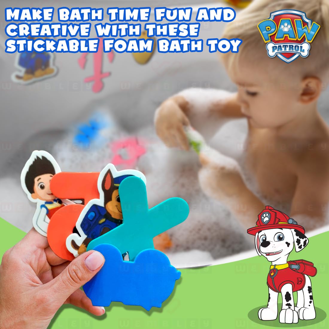 Paw Patrol Foam Cutouts Bath Toy-Set of 32