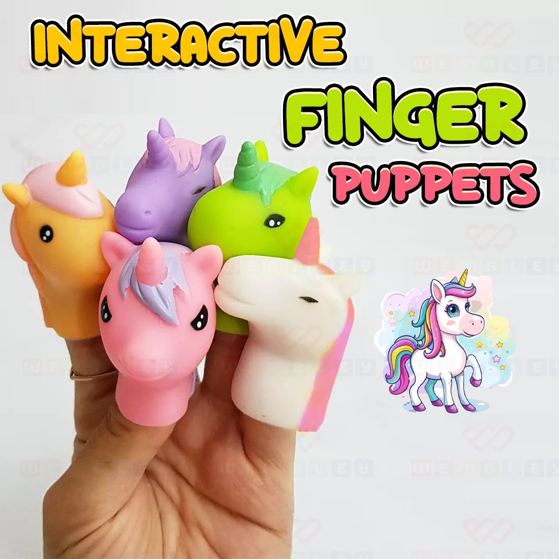 Soft & Squishy Finger Puppets for Kids (Unicorn, 5 Pcs)