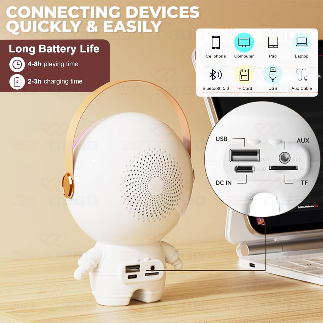 Wireless Karaoke Set with Mic & Speaker (Robot)