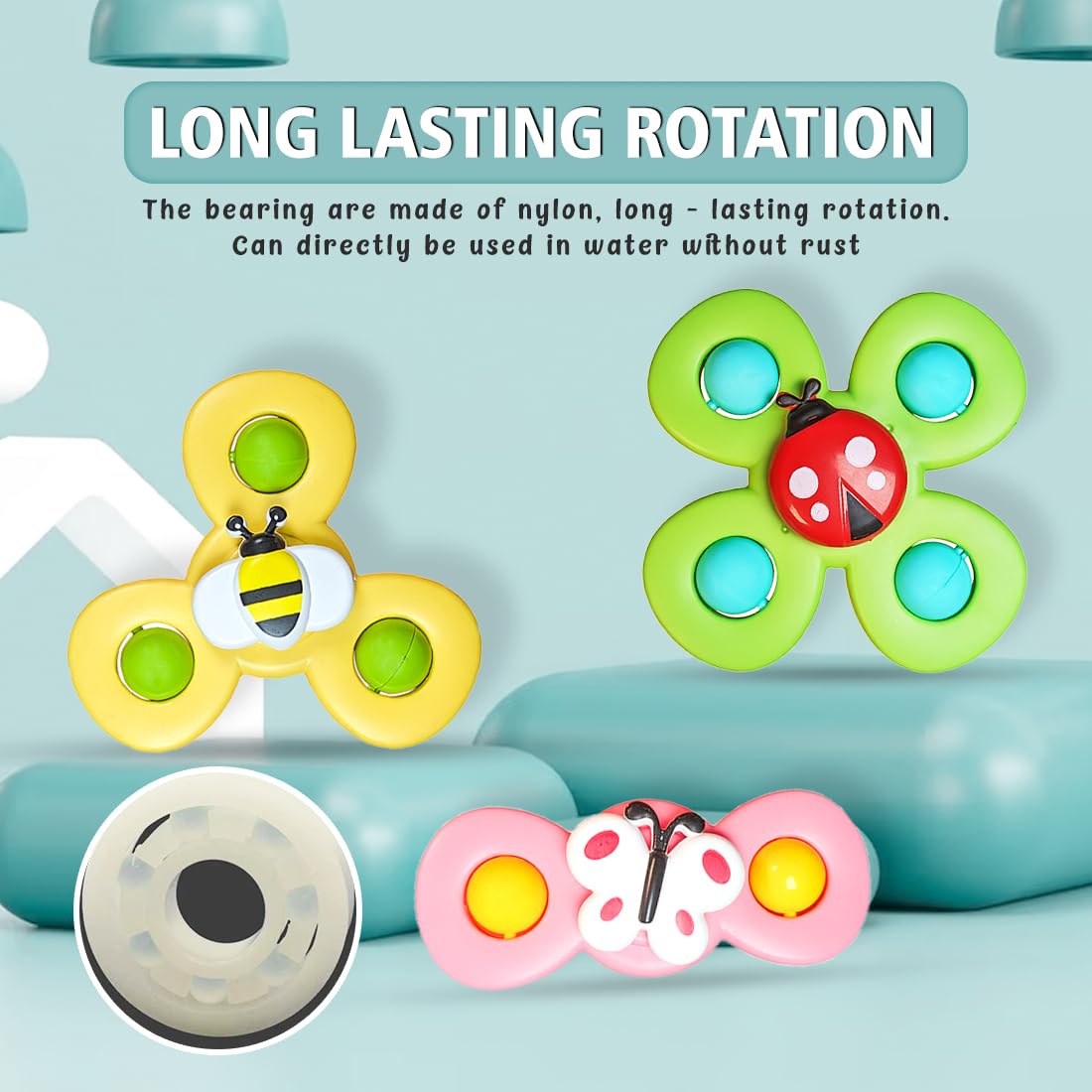 Suction Spinner Baby Bath Toys 3 Pcs (Bug)