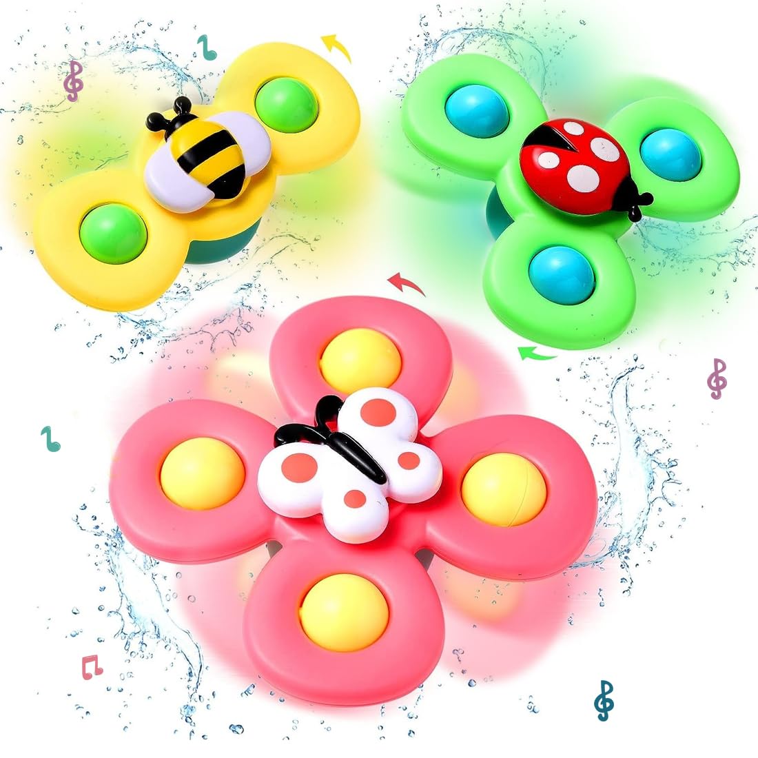 Suction Spinner Baby Bath Toys 3 Pcs (Bug)