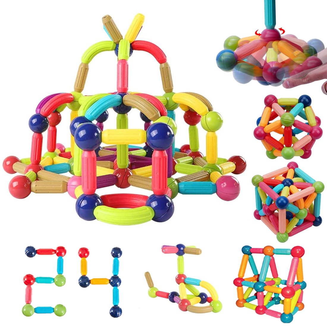 Magnetic Sticks Building Blocks for Kids 24 Pcs
