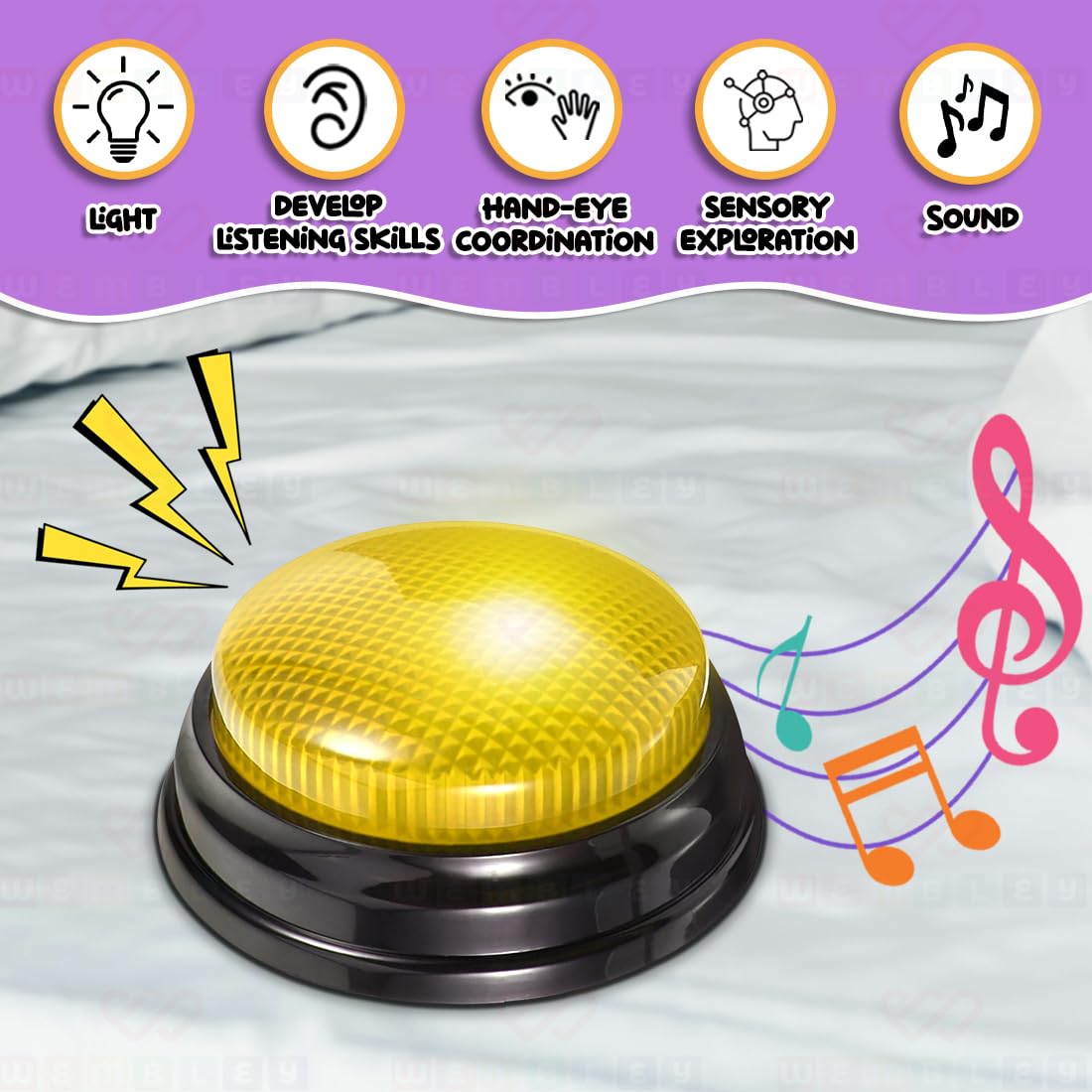 Interactive Quiz Buzzer with Yellow LED Light & Buzz Sound