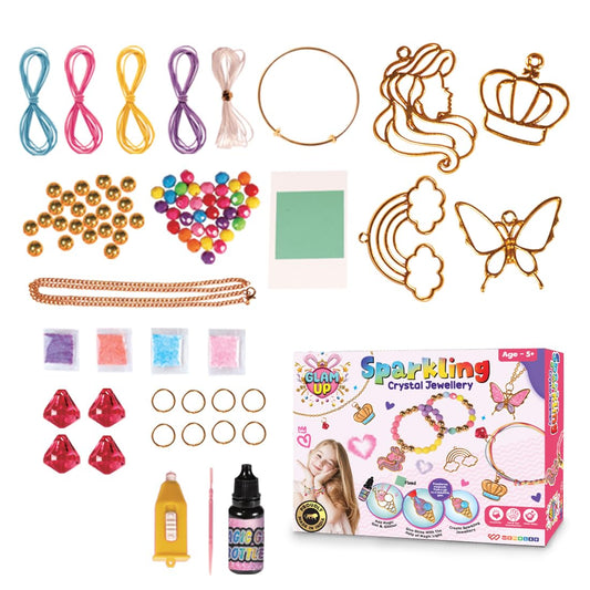 DIY Sparkling Crystal Jewelry Making Set for Girls (Princess Theme)