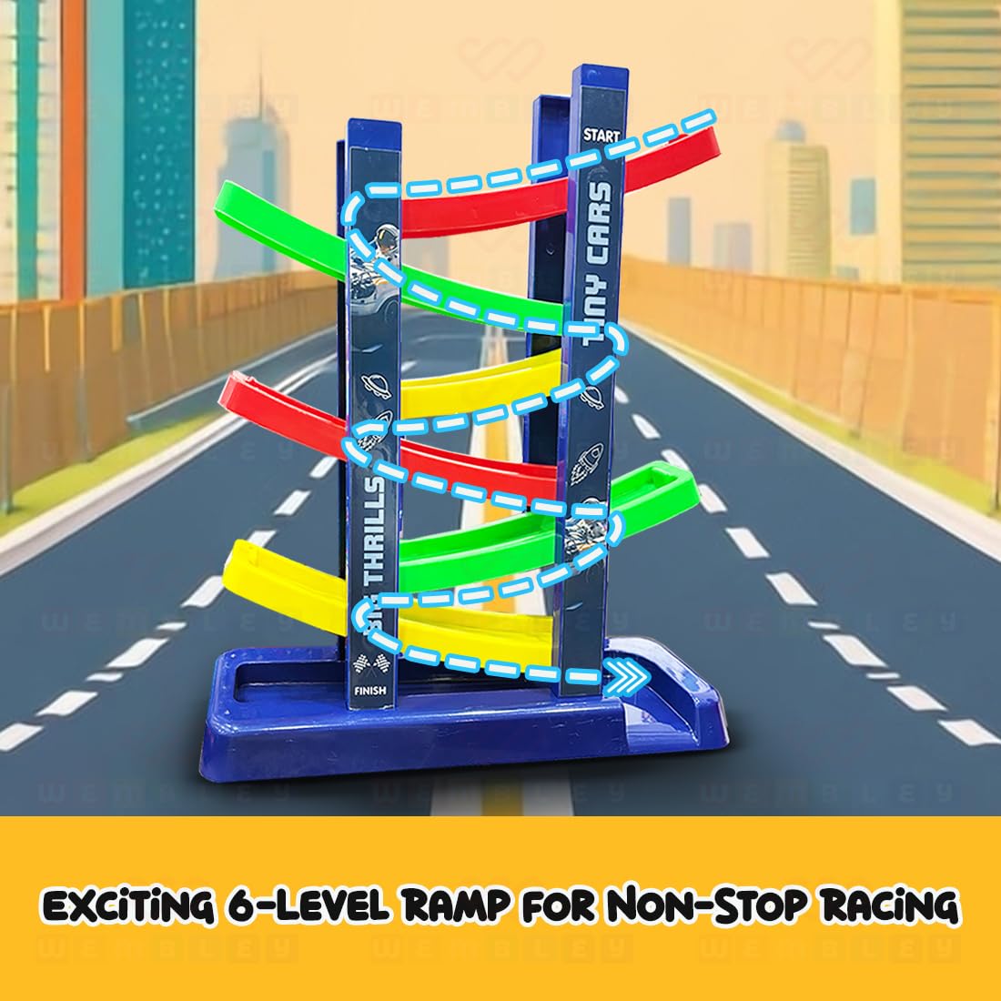 DIY 6-Level Ramp Race Track Building Set for Kids