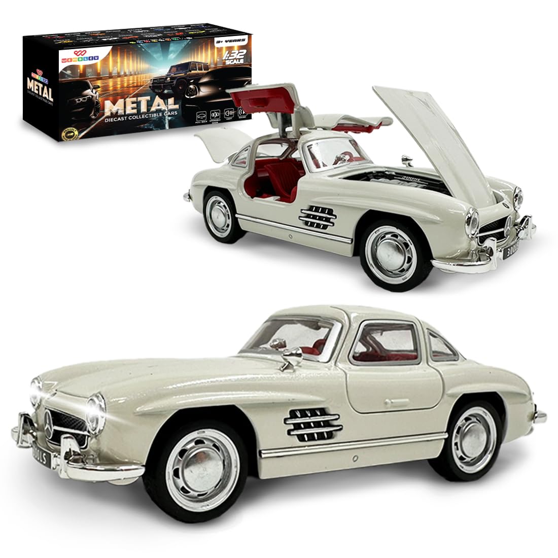Pull Back Diecast Metal Vintage Car Openable Doors