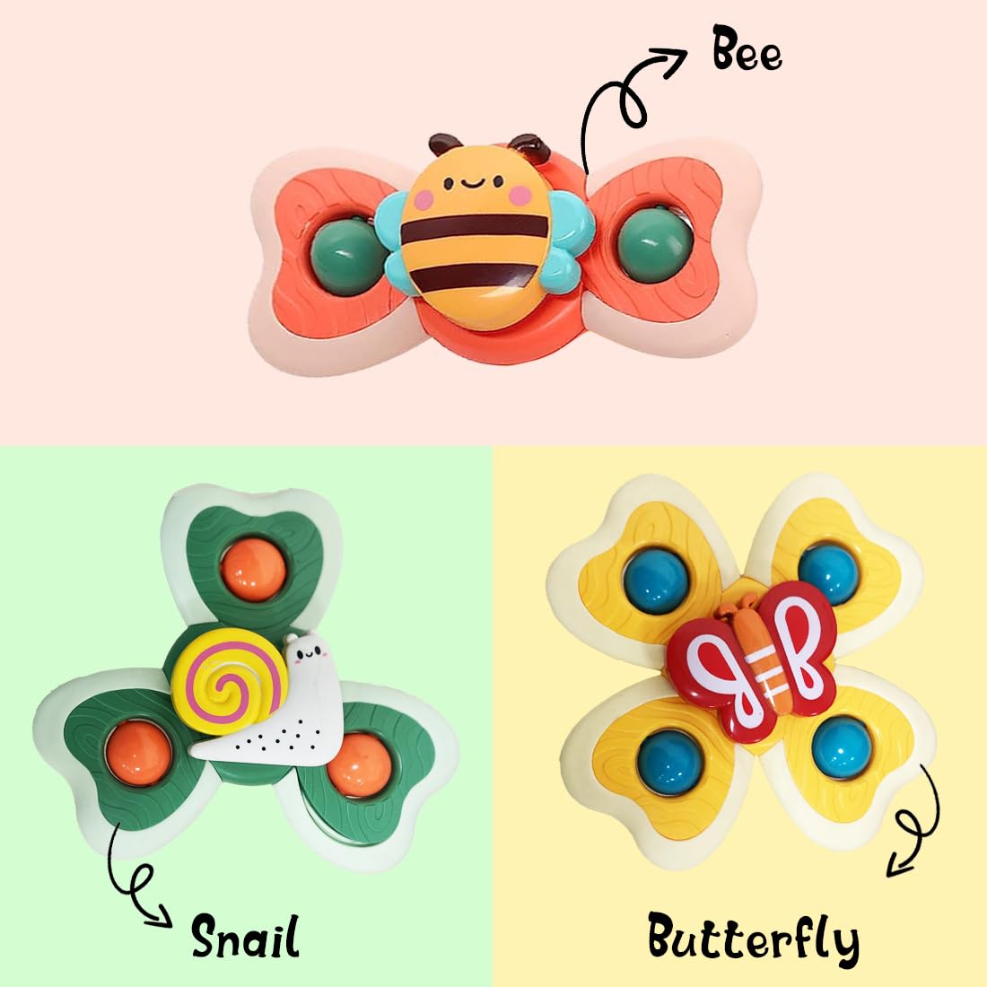 Suction Spinner Baby Bath Toys 3 Pcs (Snail)