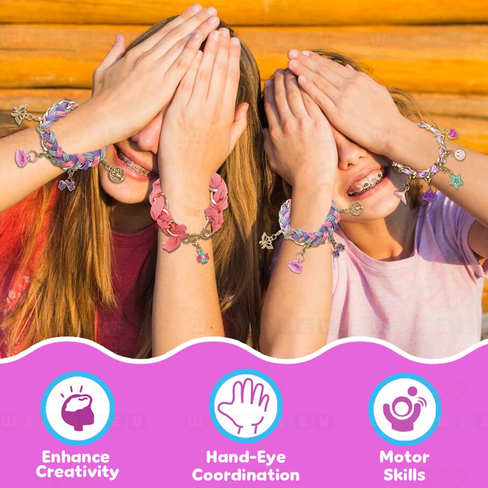 DIY Woven Chain Bracelet Making Set with Charms, Threads & Chains