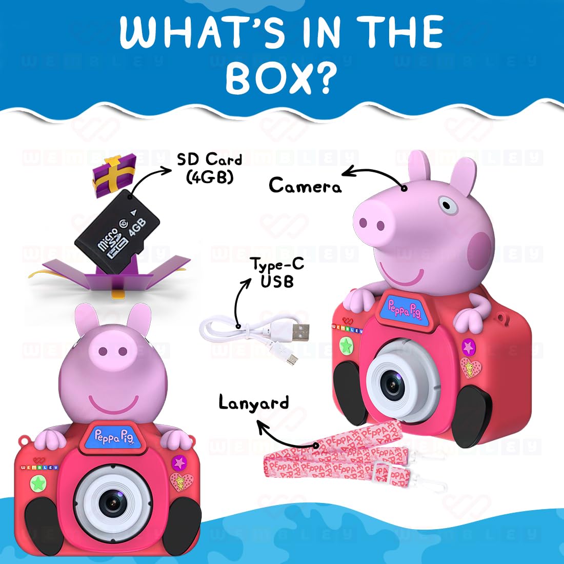 Kids Digital Camera Peppa Pig Design Video Recorder - Pink