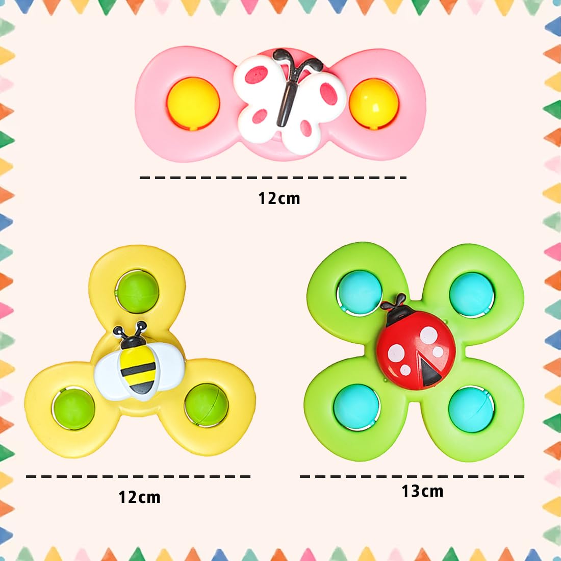 Suction Spinner Baby Bath Toys 3 Pcs (Bug)