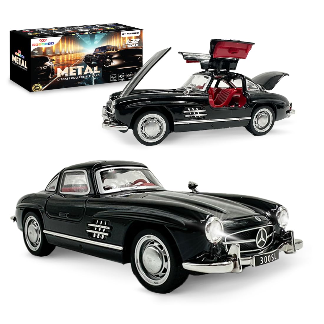 Pull Back Diecast Metal Vintage Car Openable Doors