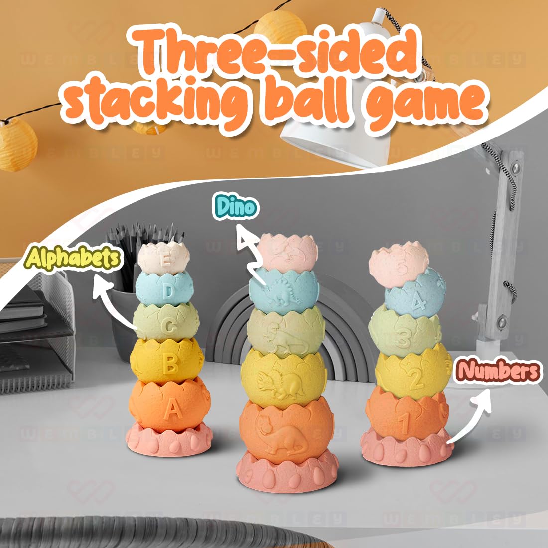Stacking Baby Bath Toys (6 Dinosaur Cups)