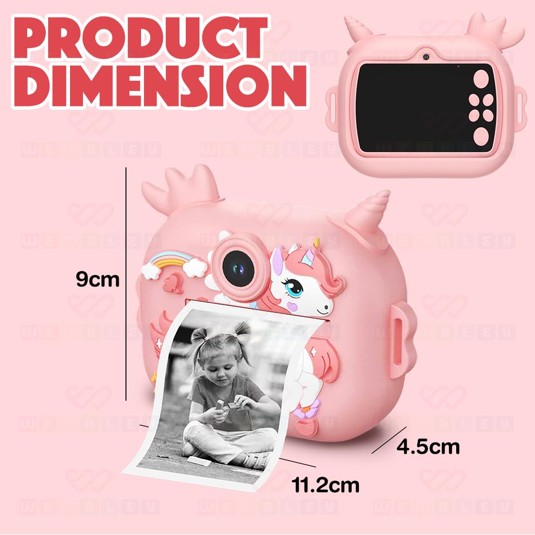 Instant Print Digital Camera for Kids Video Recorder (Unicorn)
