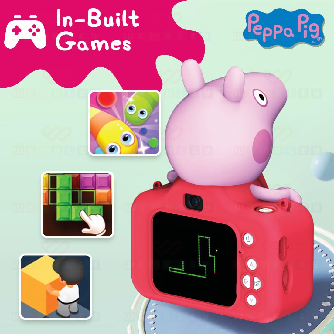 Kids Digital Camera Peppa Pig Design Video Recorder - Pink