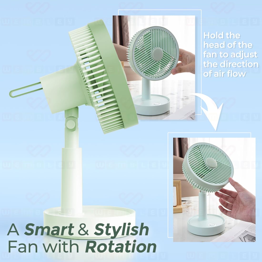 Mini Desktop Handheld Rechargeable Fan (Green)