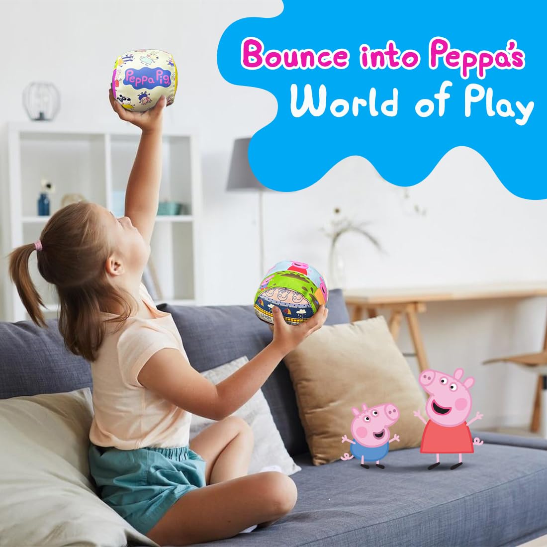Peppa Pig PU Soft Ball with Jingling Bell for baby(4 Inch)