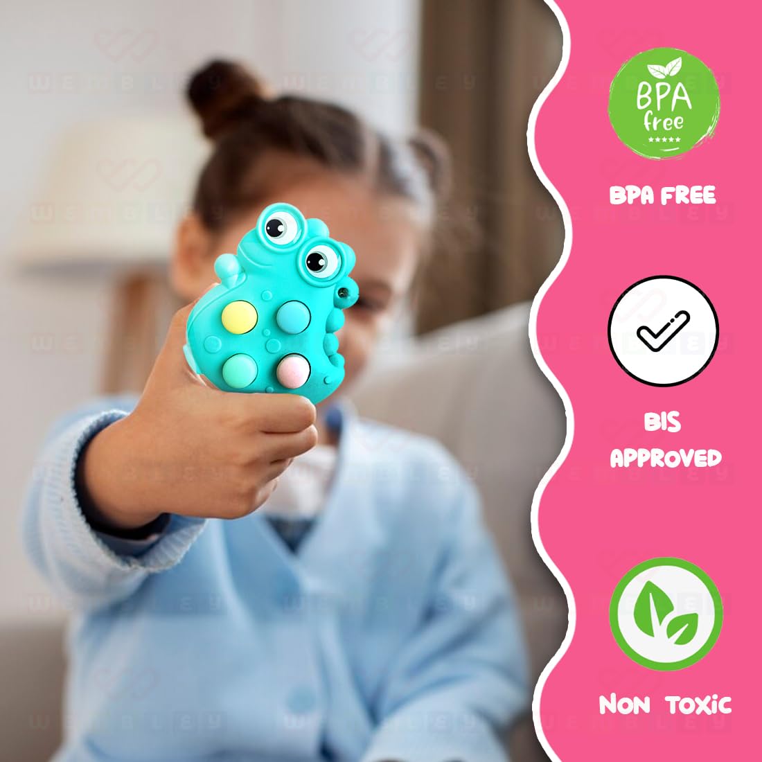 Non-Toxic Pop It Out Animal-Themed Fidget Toy for Kids (Aqua)