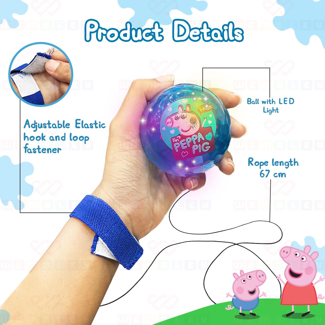 Peppa Pig Yo Yo Wrist Band LED Light Ball
