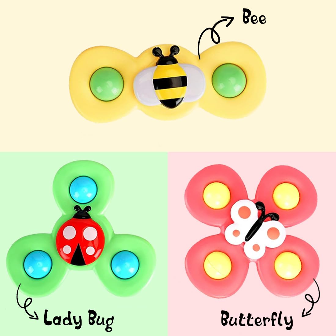 Suction Spinner Baby Bath Toys 3 Pcs (Bug)