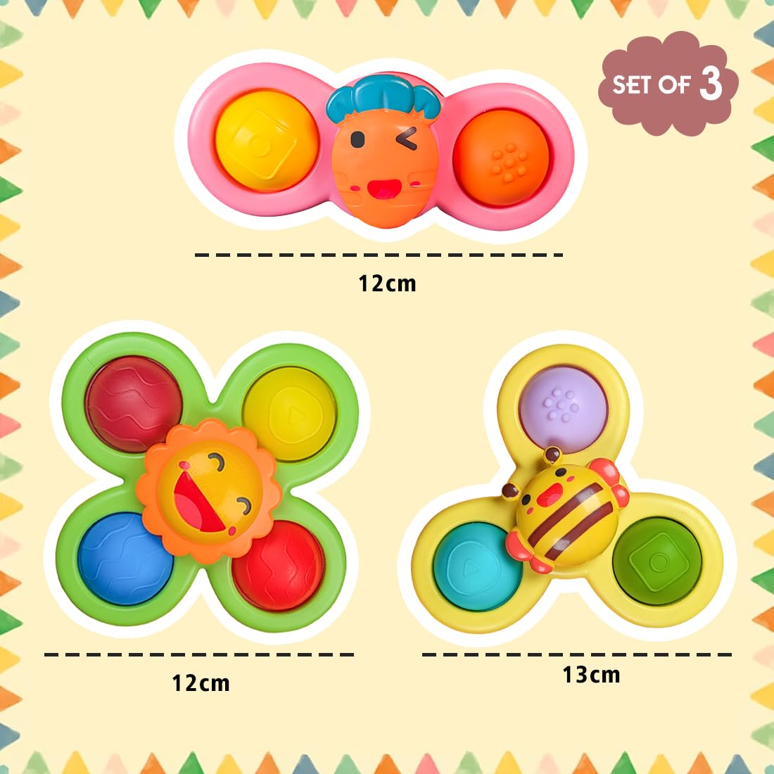 Suction Spinner Baby Bath Toys 3 Pcs (Flower)