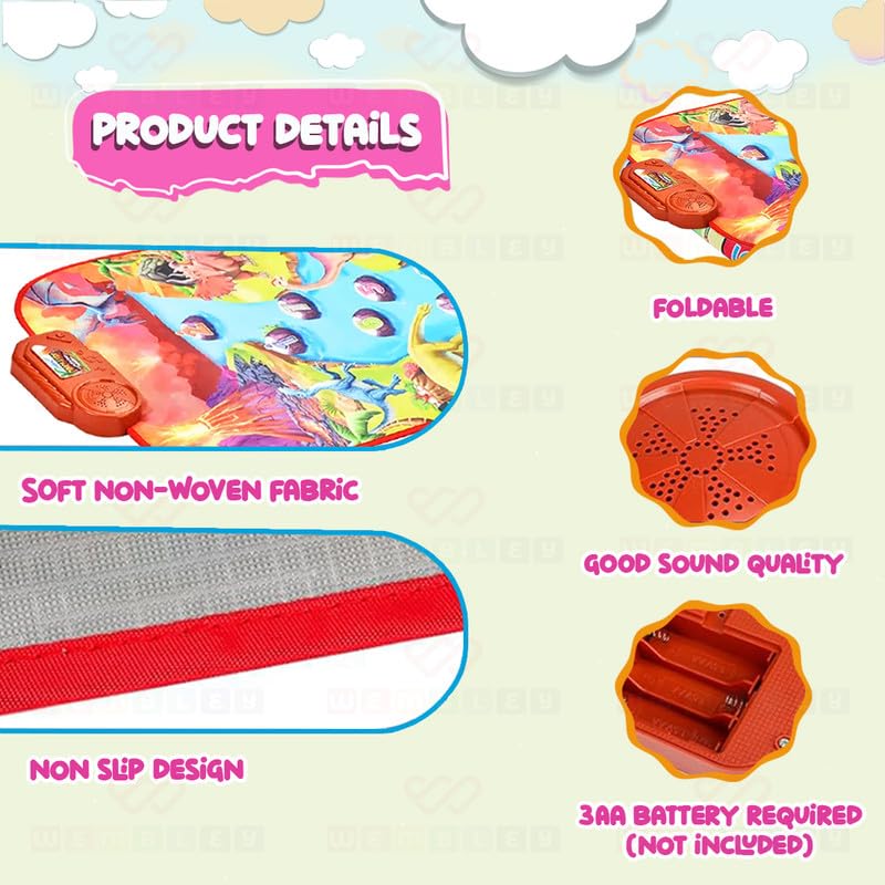 Musical Baby Play Mat for Kids with Sound Effects (Dinosaur)