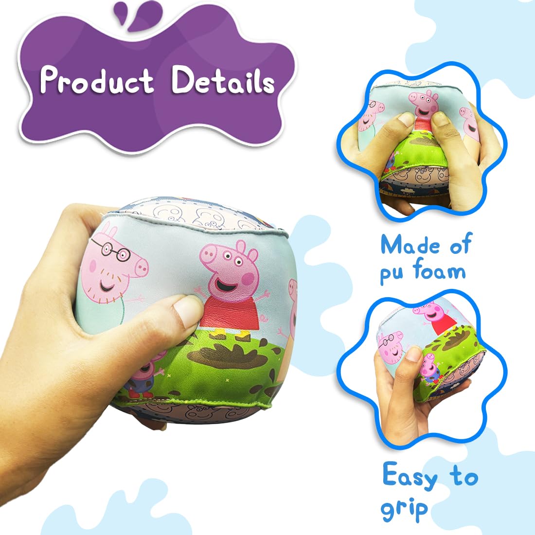 Peppa Pig PU Soft Ball with Jingling Bell for baby(4 Inch)
