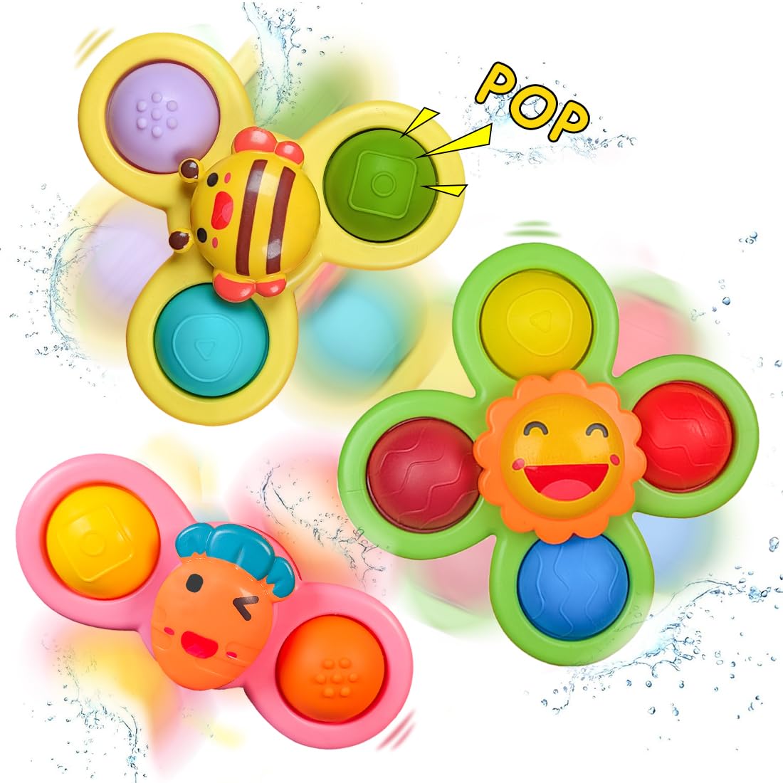 Suction Spinner Baby Bath Toys 3 Pcs (Flower)