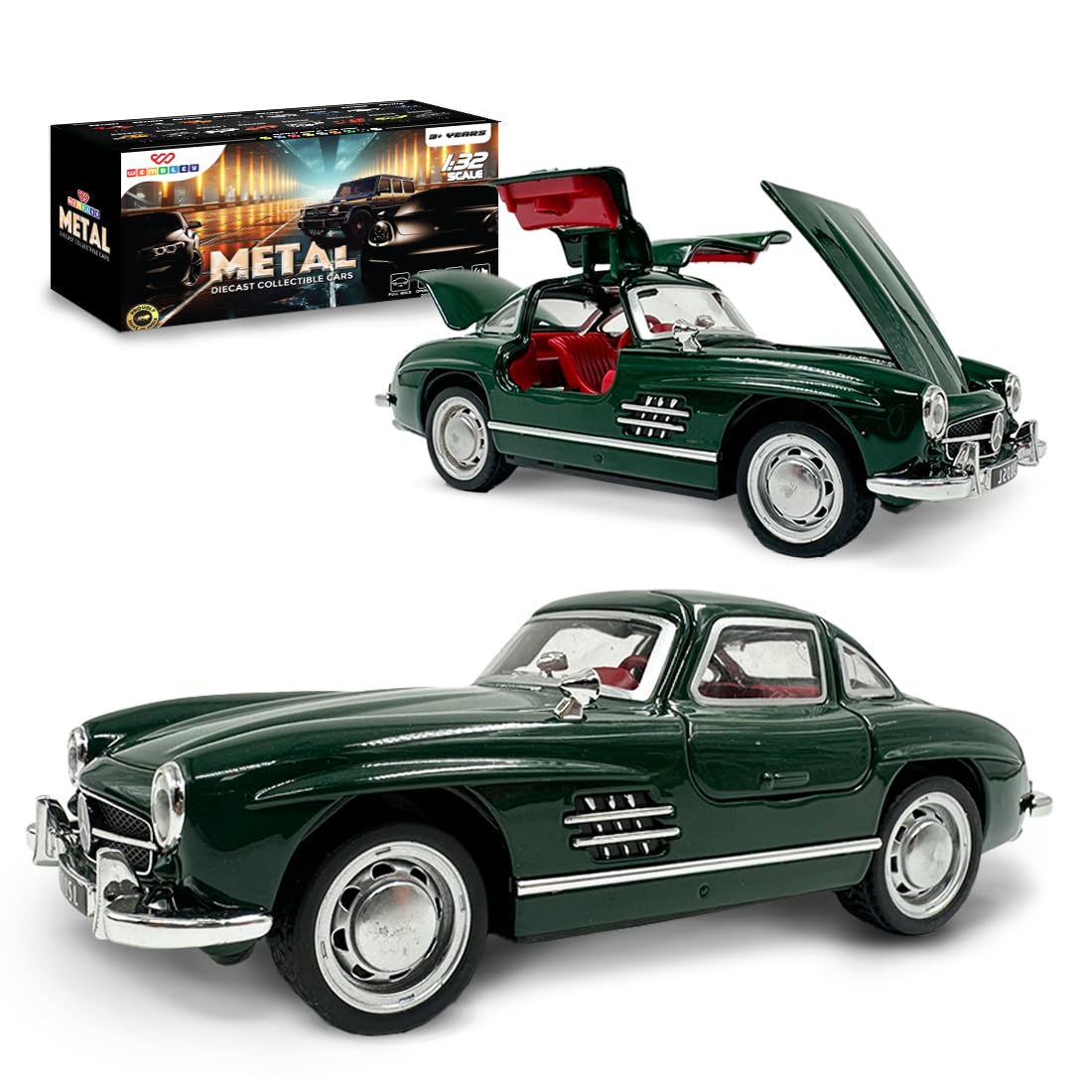 Pull Back Diecast Metal Vintage Car Openable Doors