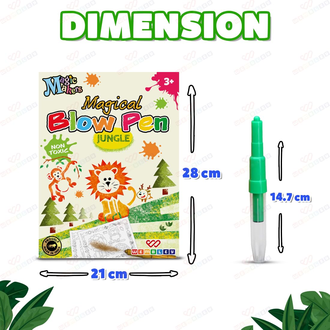 Blow Pen Painting Color Set for Kids (Jungle Theme)