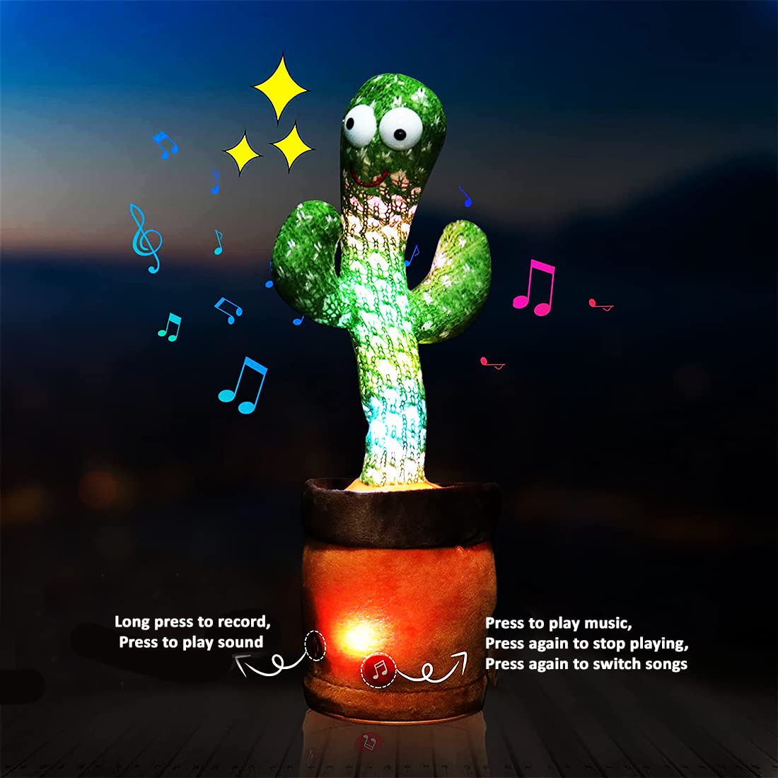Plush Talking & Dancing Cactus Toy with Lights