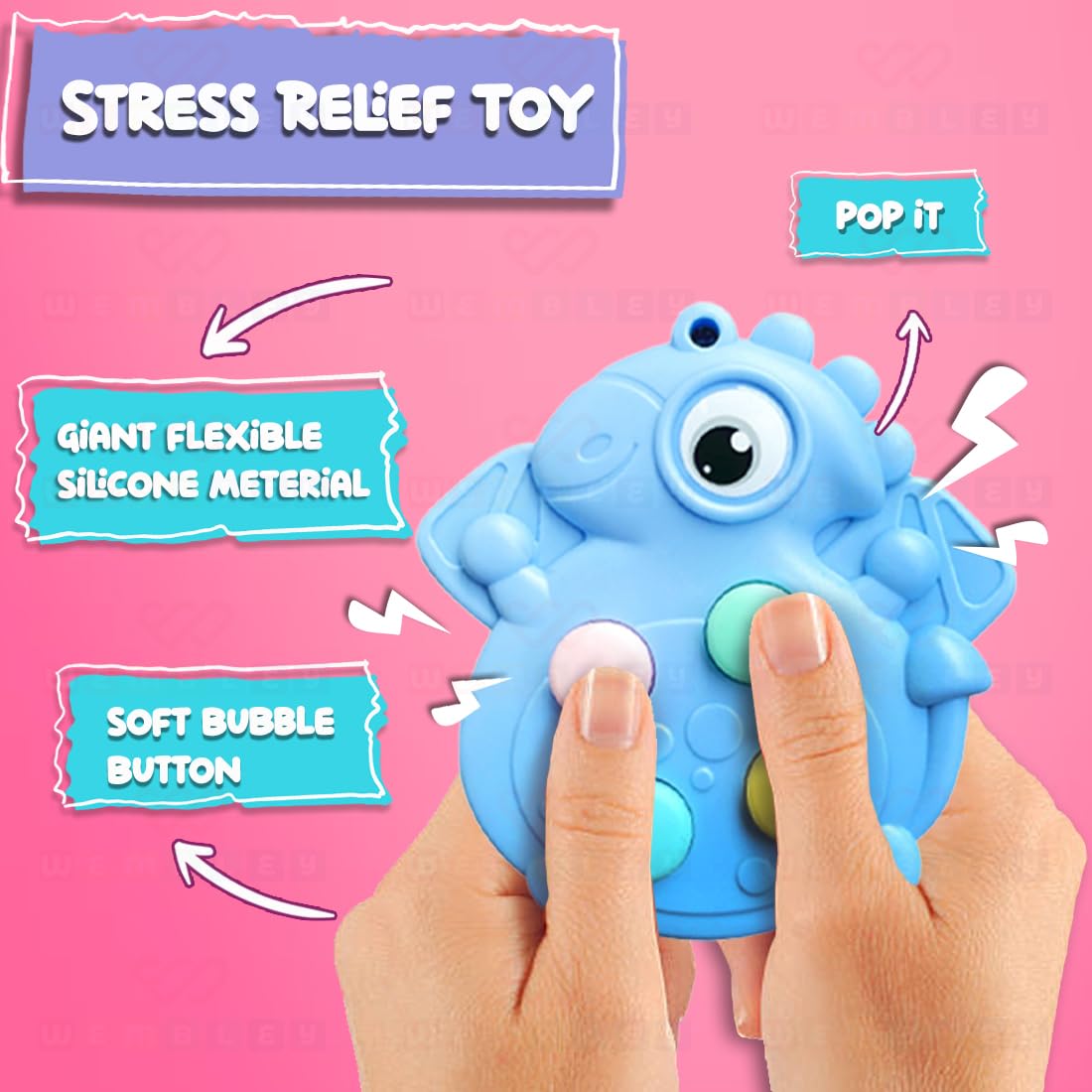 Non-Toxic Pop It Out Animal-Themed Fidget Toy for Kids (Pink)