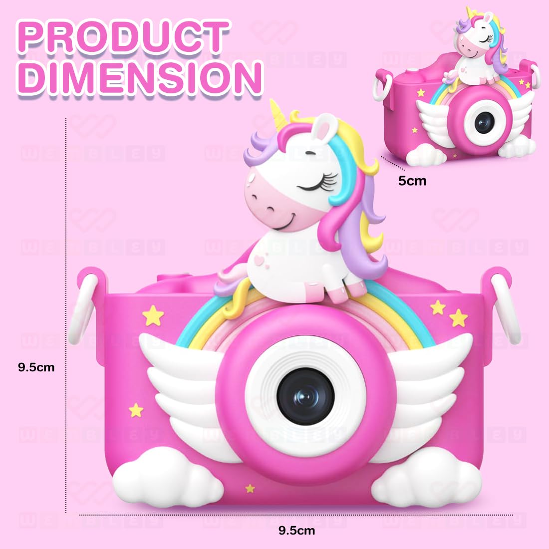 Kids Digital Camera Unicorn Design Video Recorder - Pink