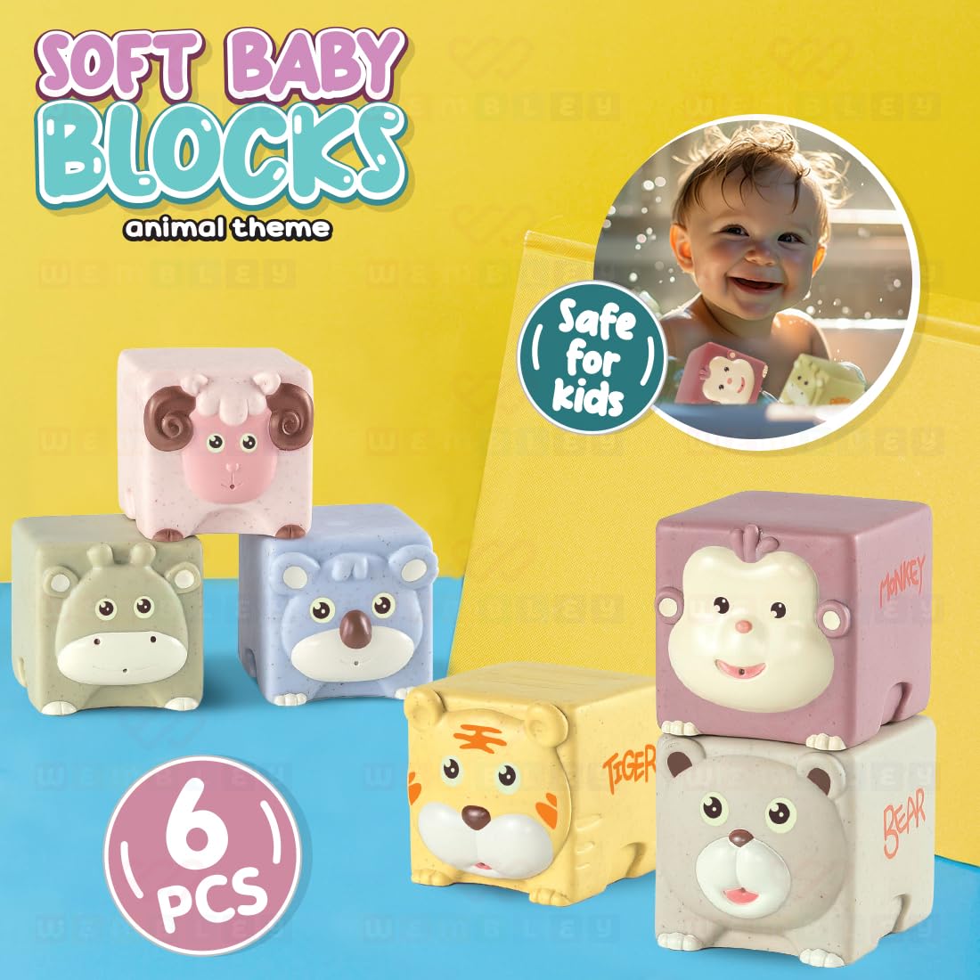 Squeezable Floating Animal Soft Baby Bath Toy Set 6 Pcs