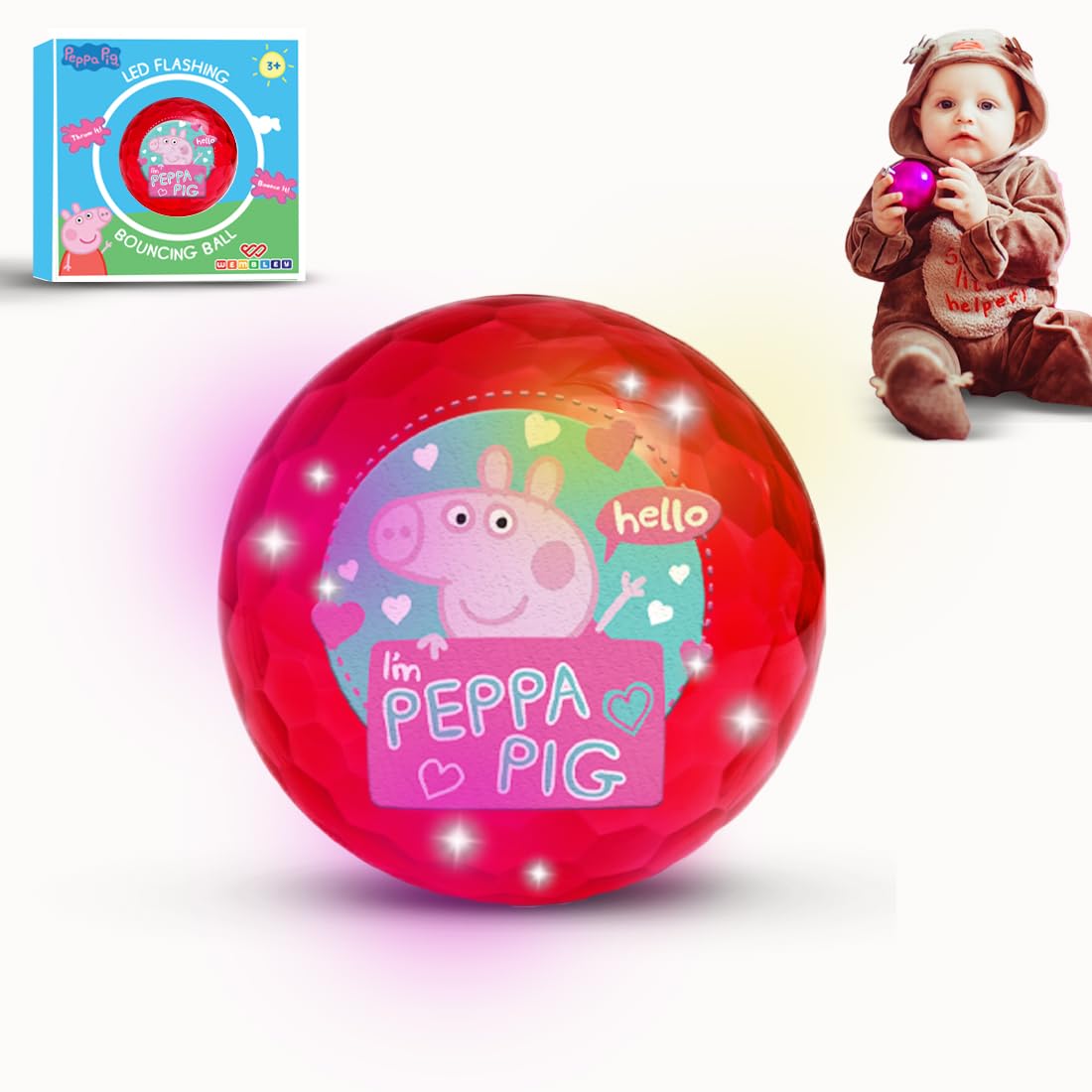 Peppa Pig Plastic Light LED Ball – 2.5 Inch (Pack of 1)