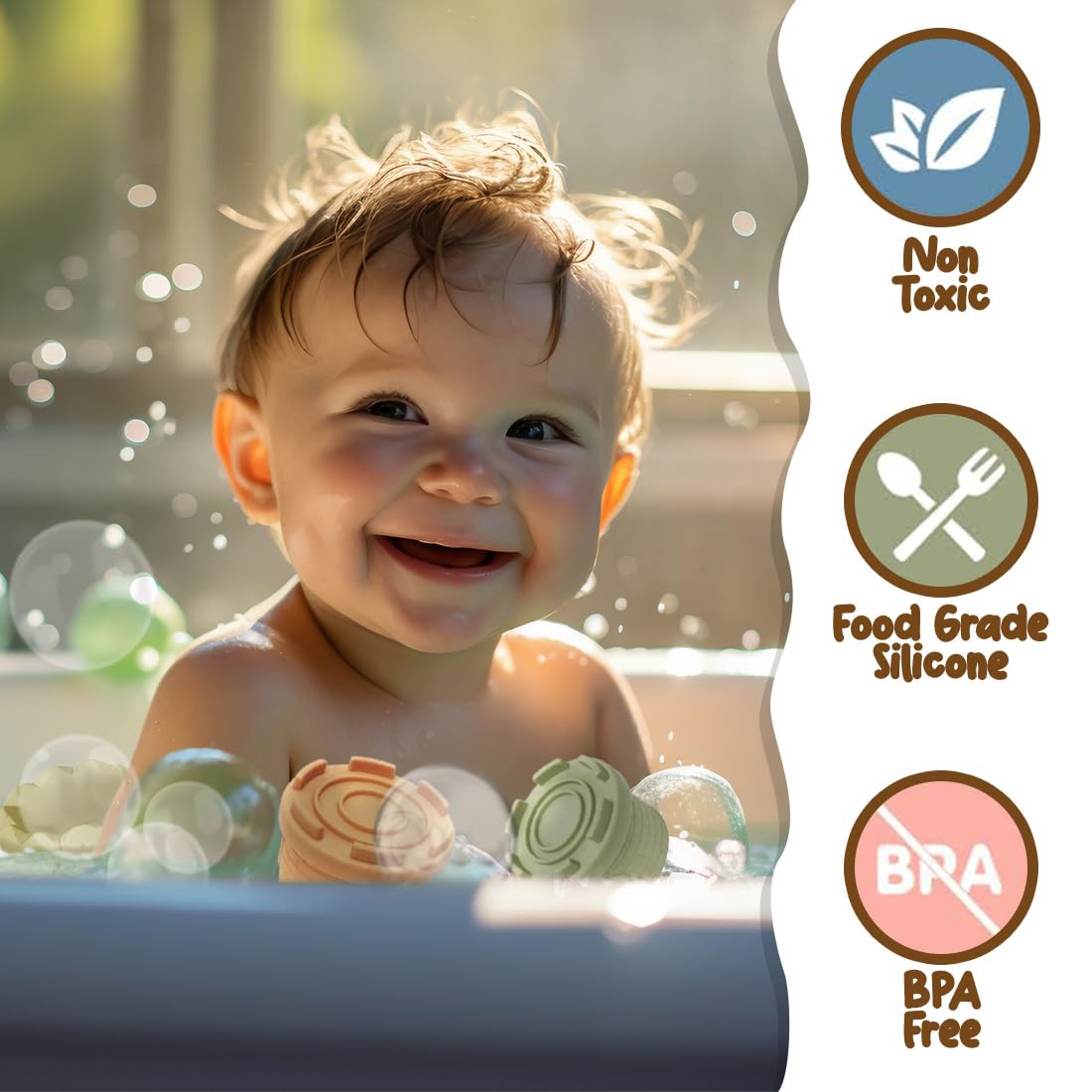 Stacking Baby Bath Toys (4 Castle Stacks & 1 Tower Top)