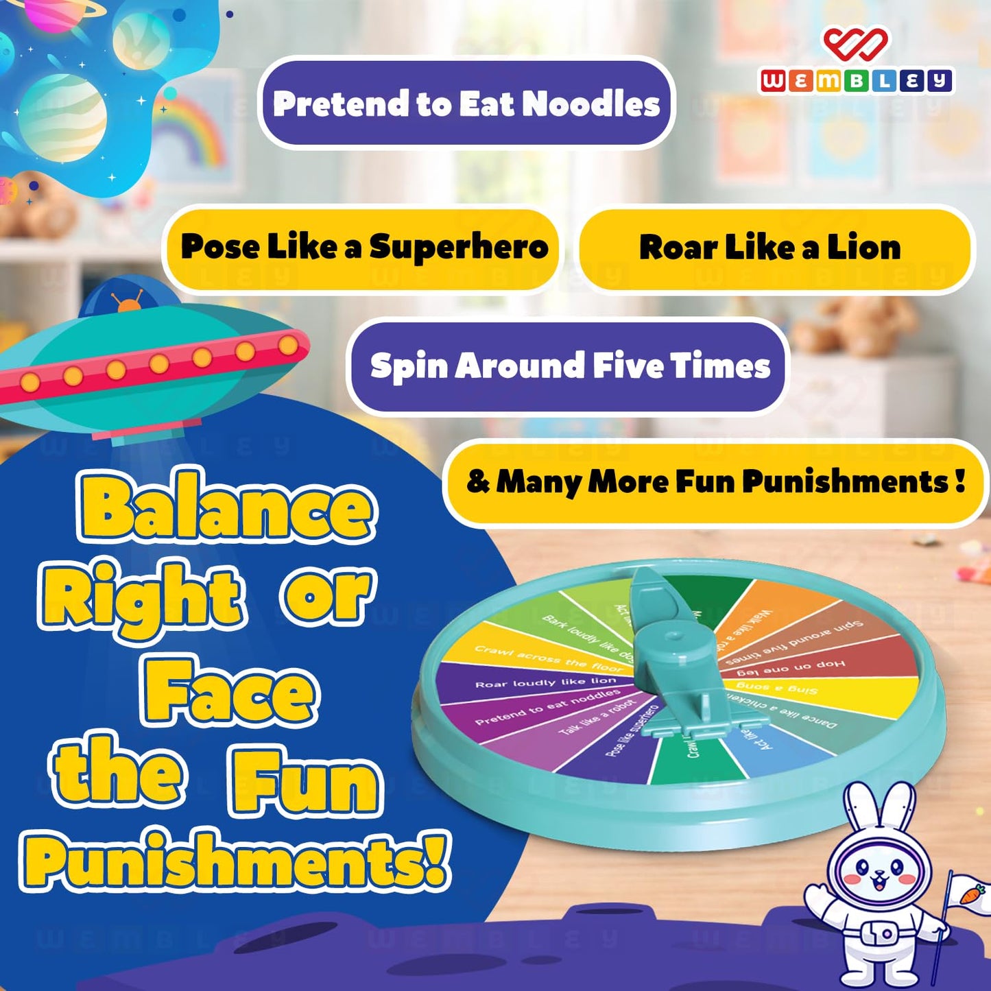 Balance It Space Rabbit Indoor Tabletop Game Set with 48 Rabbits