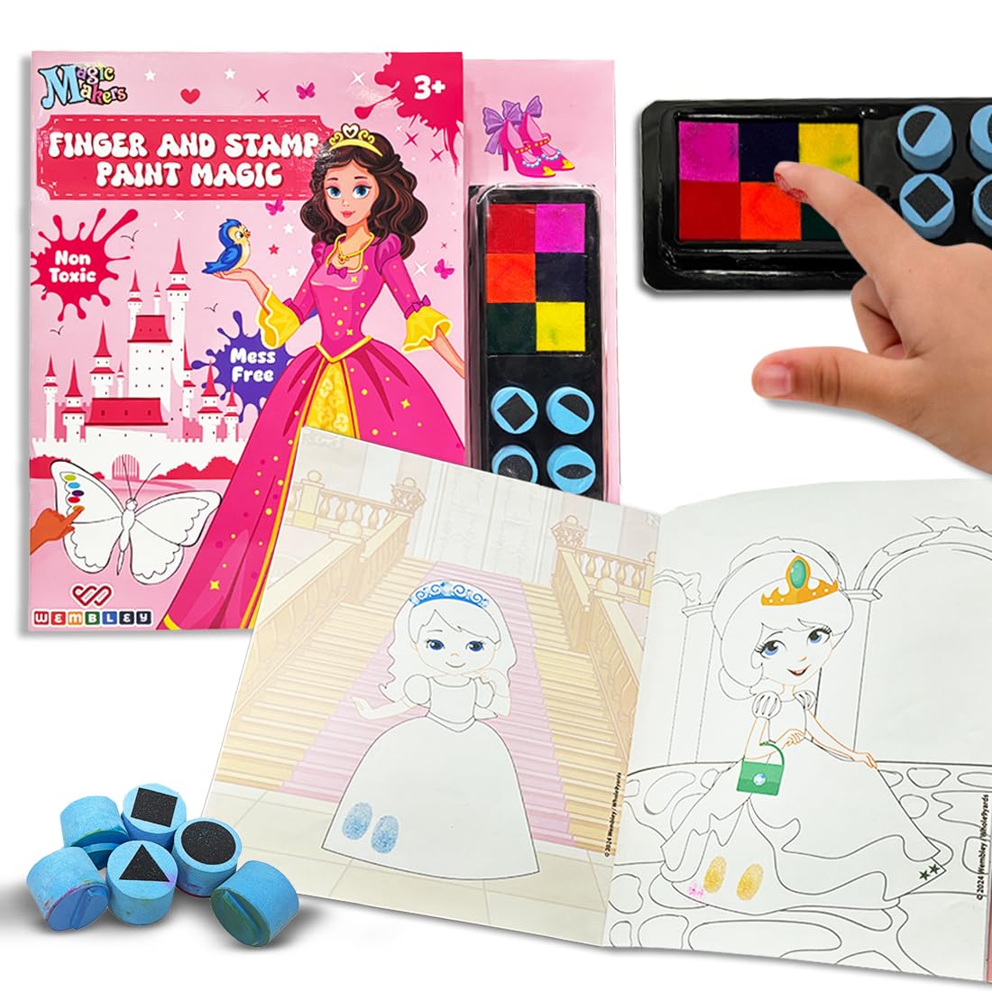 Princess Finger Printing & Coloring Art Book