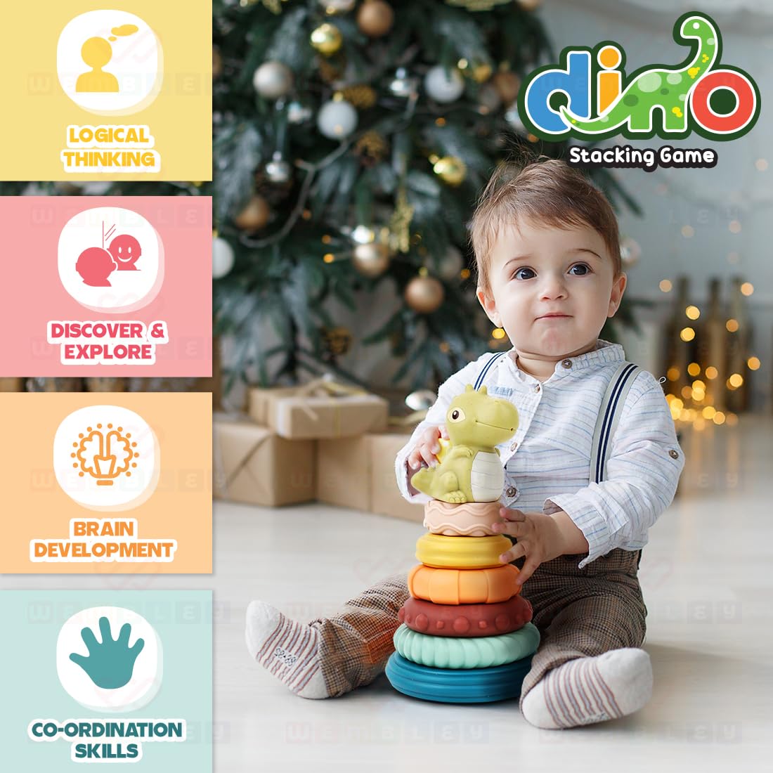 Stacking Baby Bath Toys (6 Rings with Dino)