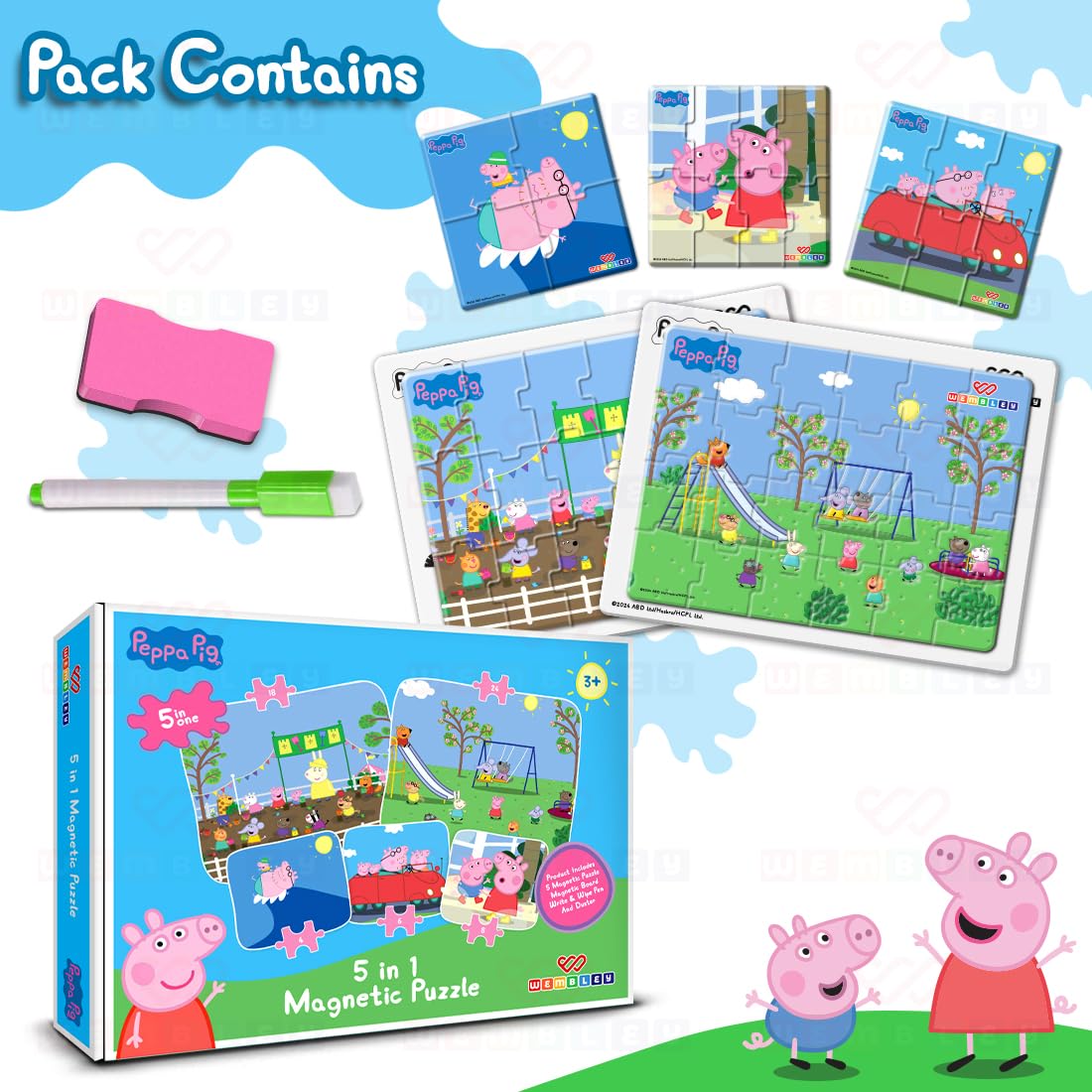Peppa Pig 5 in 1 Jigsaw Magnetic Puzzle (Style2)