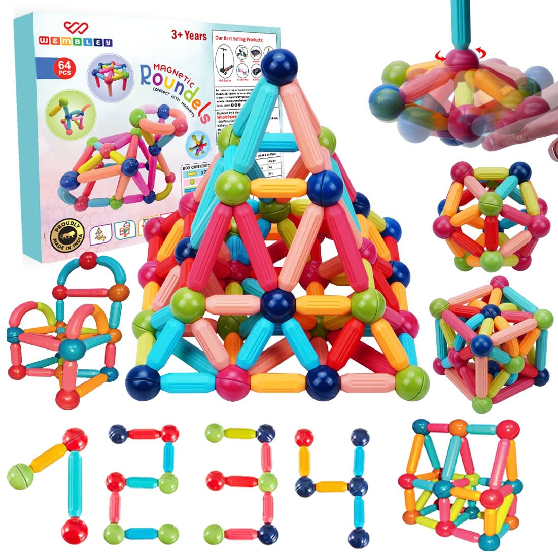 Magnetic Stick Building Block (64 Pcs)