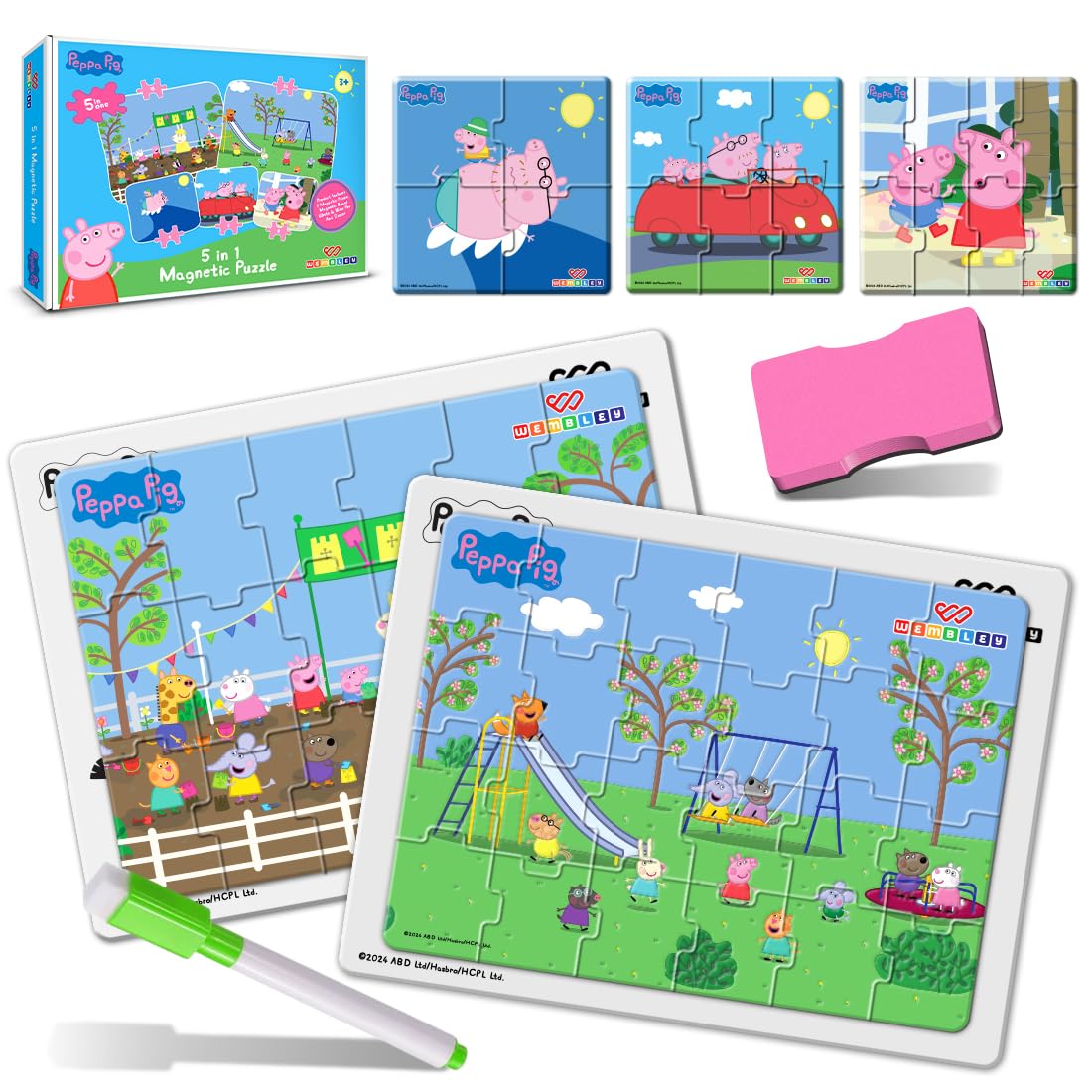 Peppa Pig 5 in 1 Jigsaw Magnetic Puzzle (Style2)