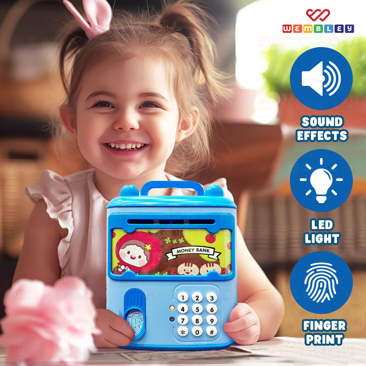 Money Saving ATM Piggy Bank for Kids with Finger Print Sensor