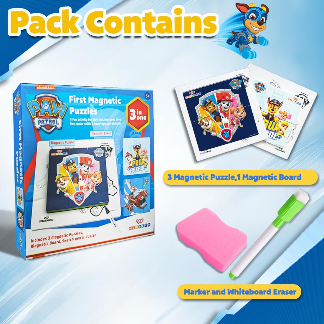 Paw Patrol 3 in 1 Jigsaw Magnetic Puzzle (Style2)