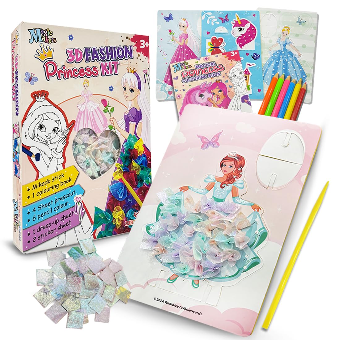 3-In-1, 3D Princess Fabric Poke In Art & Craft Activity